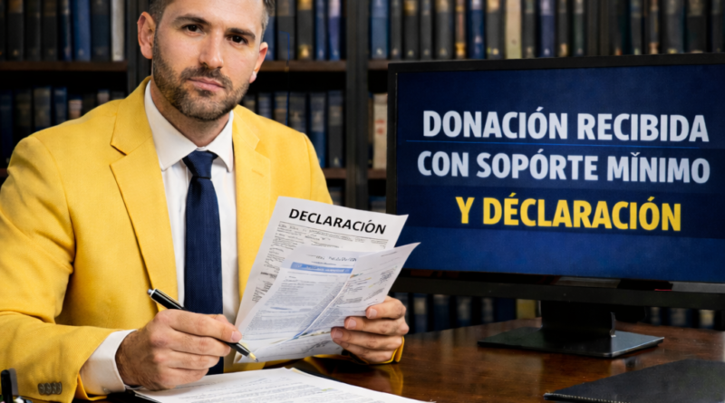 Donación recibida con soporte mínimo y declaración
