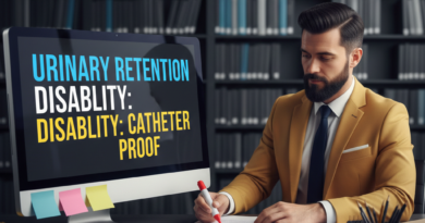 Urinary retention disability criteria and catheterization requirements
