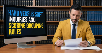 Hard versus soft inquiries and scoring grouping rules